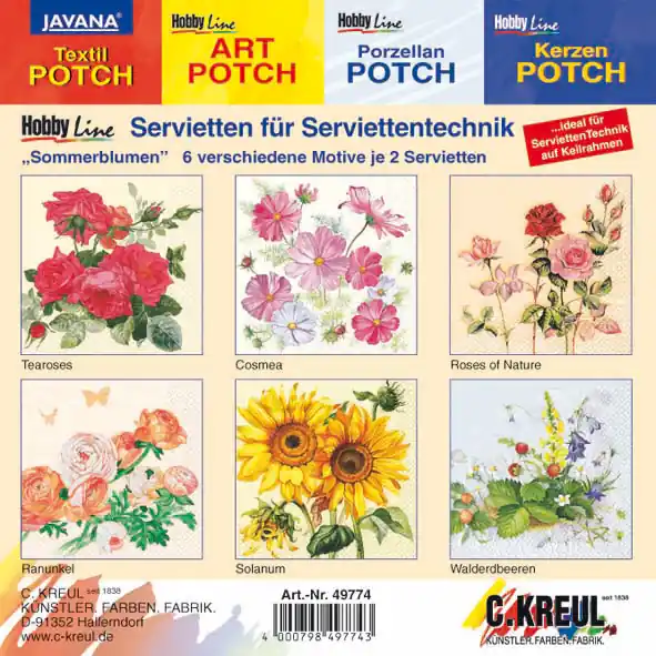 Servietten-Set's ”Sommerblumen” Handgefertigt