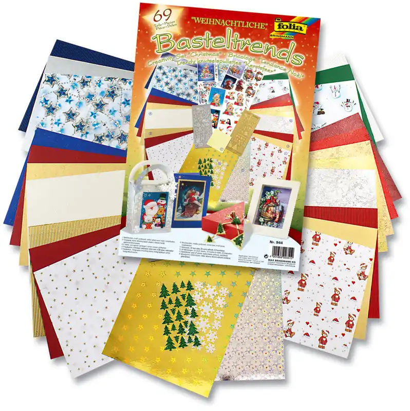 Neue Kollektion Bastelpapier-Set ”Weihnachtlich” 69-teiliger Materialmix