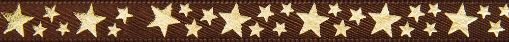 Geprüft Satinband mit Sterne hellbraun 5m x 10mm