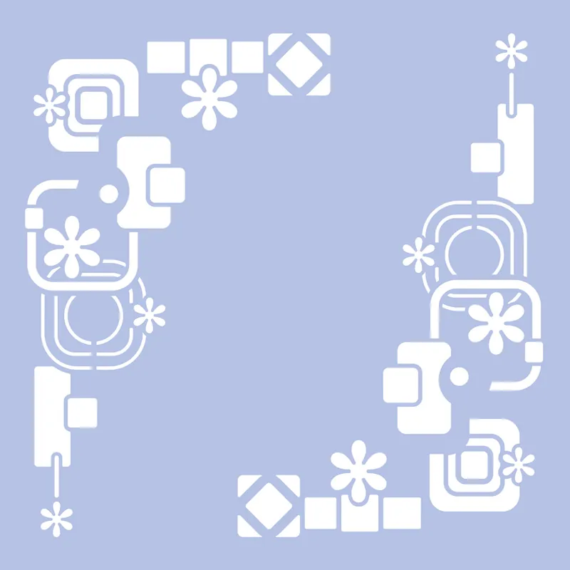 Glas Tattoo Schablone Retro style, 33x33cm Hochwertig