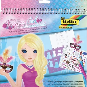 Ab Werk Schablonenbuch Fashion Girl 5 Schablonen, 1 Stickerbogen