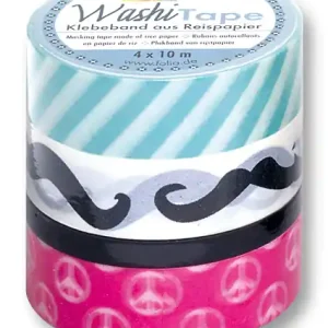 Top-Seller Washi Tape Set aus 4 Rollen à 10m Trend 3x15mm, 1x5mm