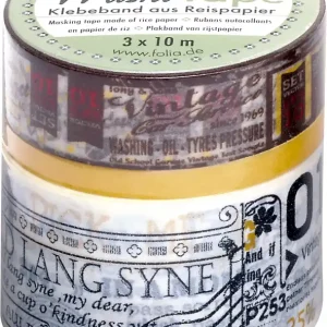 Abverkauf Washi Tape Set aus 3 Rollen à 10m Poesie 1x30mm, 1x15mm, 1x5mm