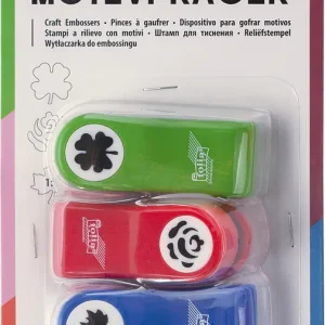 Top-Seller Motivpräger Set mit Kleeblatt, Rose und Ahornblatt, ca. 15 mm