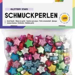 Expressversand Schmuckperlen Sterne glatt/geprägt 120 Stück, Größen und Farben sort.