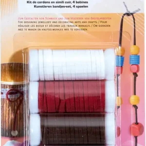 Kunstlederbänder-Set 4 Spulen, 4 x 3mm x 1,5m Neuheit