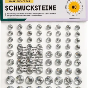 Deko-Schmucksteine, Clear, selbstklebend, 80 Stück, sortiert Ausverkauf