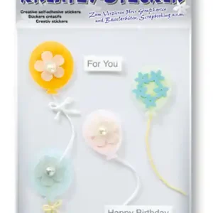 Finale Aktion 3-D Sticker Happy Birthady Luftballon mit Blumen Fb. bunt 6Stck