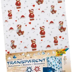 Transparentpapier 115g/m², 23x33cm 5 Blatt, ”Teddy gold/rot” Sichere Zahlung