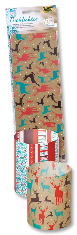 Must-Have Tischlichter X-MAS 10x27cm, 10 Blatt (je 4x2 Motive+2xweiß)