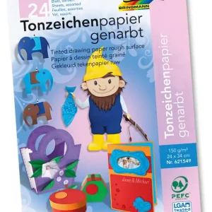 Bestseller Tonpapierblock genarbt, 150g/m² 24x34cm, 24 Blatt sortiert