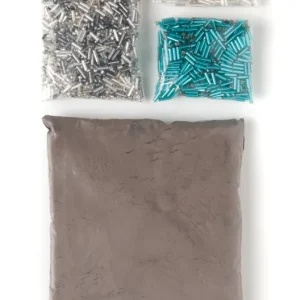 Preiswert Perlen-Mix silber,weiss,grün 220g + Fugenmasse grau