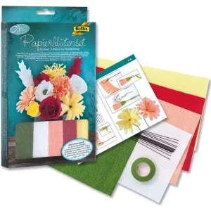 Papierblütenset aus Floristenkrepp 21 Teile Saisonangebot