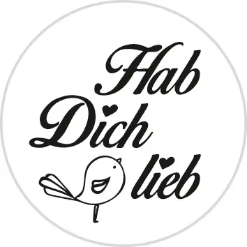 Stempel ”Hab Dich lieb” rund,Ø 30mm Premium