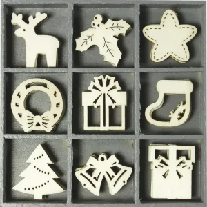 Holzbox Ornament Weihnachten II 45 Stück Kostenloser Versand