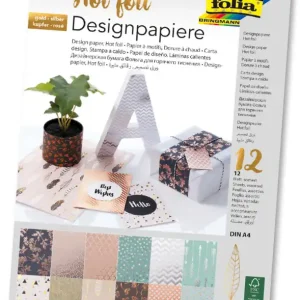 Schnäppchen Designpapierblock HOTFOIL 12Blatt 12 Motive sort. DIN A4, 165g/m²