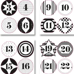 Echt Rund-Sticker-Set Adventskalender 9x14cm, 4 Blatt sort.