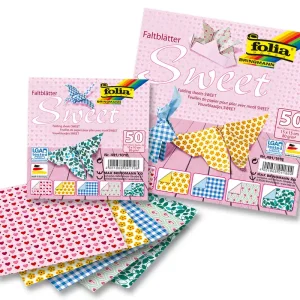 Bestseller Faltblätter 80g/m², SWEET 10x10cm, 50 Blatt, 5 Motive sortiert