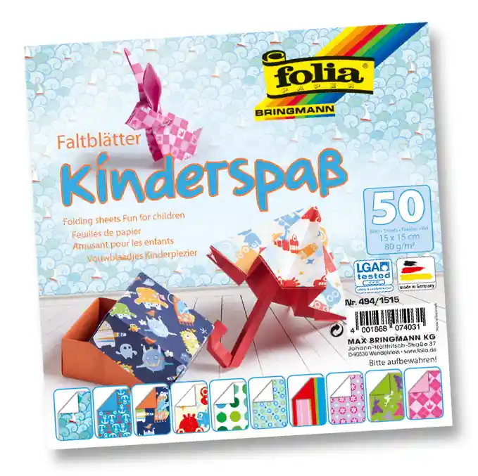 Neue Ware Faltblätter 80g/m², Kids 15x15cm,50 Blatt,5 Motive sortiert