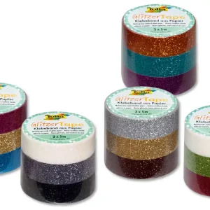 Solange Der Vorrat Reicht Glitzer-Tape 3er-Set, 15mmx5m weiß/grau/schwarz
