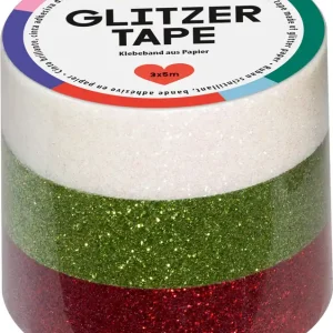 Glitzer-Tape 3er Set, 15mmx5m weiß/grün/rot Neu Im Sortiment
