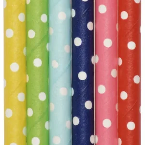 Versand Am Gleichen Tag Papierstrohhalme ”Punkte” 120 Stck. Ø 6mm, Länge ca. 20 cm