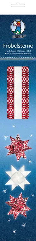 Zertifiziert Fröbelsterne rot/weiß 80 Streifen sort.i.2 versch.Designs
