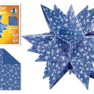 Nur Heute Aurelio-Stern ”Gloria” 33 Bogen 110g/m², 20x20cm, blau/silber