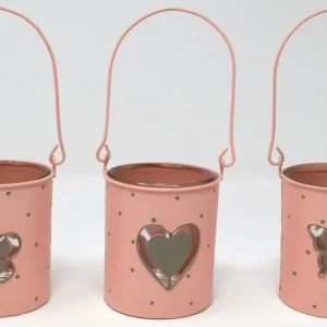 Windlicht mit Glas rosa/grau versch.Motive Angebot