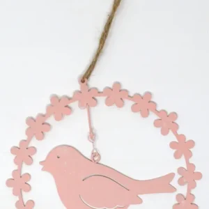 Zertifiziert Blütenring mit Vogel rosa 13,5 cm