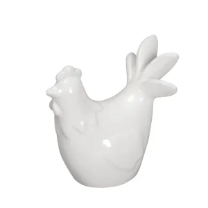 Echt Porzellan-Hahn weiß 10,5x7x10 cm