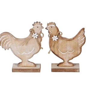 Preisreduziert Hahn/Huhn braun m.Blüte 14,5x4x16 cm