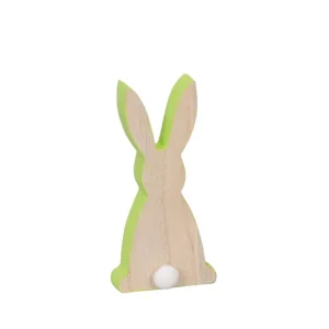 Hase aus Holz 6x3x12 cm braun-grün Begrenztes Angebot