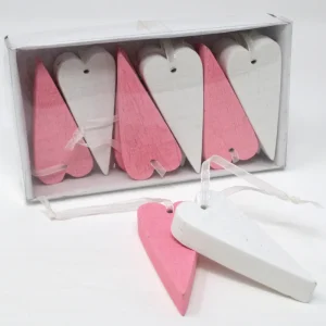 Preis Gesenkt Holzherzen rosa/weiß 6x3x1cm 12 Stück