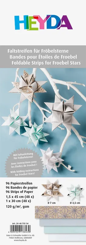 Faltstreifen-Set für Fröbelsterne silber auf natur (für 24 Stück) Beliebt