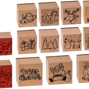 Expressversand Stempel-Set ”XMas Patch” 11 Holz-Stempel 12x10x3cm