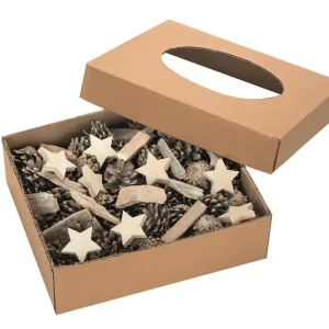 Finale Aktion Deko Holzmix, gebleicht 1000g mit Sternen und Zapfen