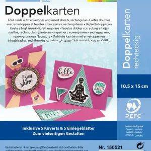 Doppelkarten rechteckig eosin ca. 10,5x15cm doppelt hoch, 5 Stk Billig