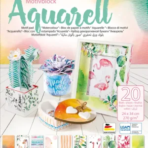 Abverkauf Motivblock ”Aquarell” 24 x 34 cm, 20 Blatt, 270 g/m²
