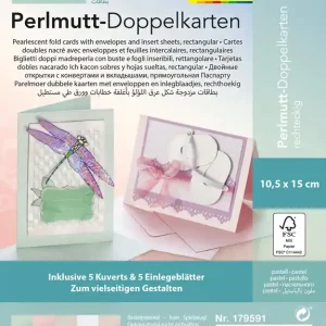 Doppelkarten rechteckig perlmutt pastell, ca. 10,5x15 cm, 5 Stück Direkt Vom Hersteller
