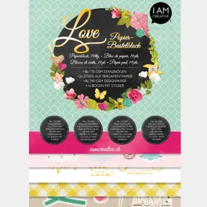 Papier Bastelblock ”Love” DIN A4 19 tlg. Heißes Angebot