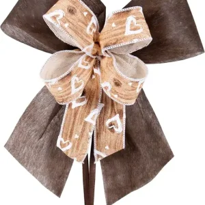 Großhandel Schultütenschleife braun mit Herzen SALE