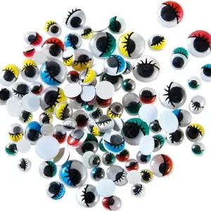 Wackelaugen mit Wimpern bunt, 100 Stück Abverkauf