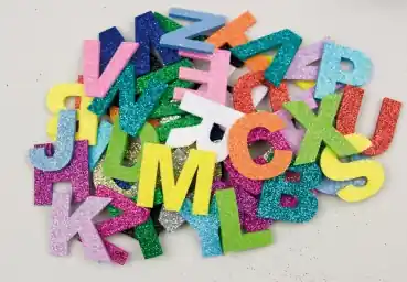 Glitter Buchstabenmix, 52 Stück sortiert Sonderaktion