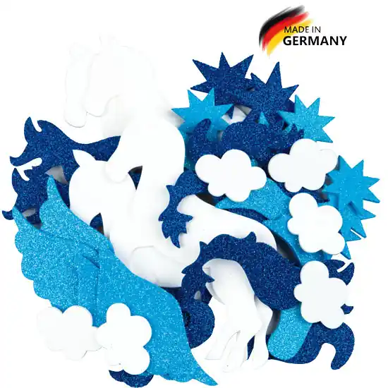 Moosgummisortiment Pegasus blau, mit Sternen Preiswert