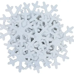 Glitterschneeflocken weiß, 20 Stück Preisreduziert