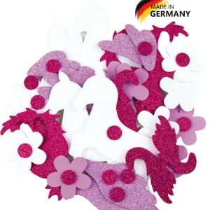 Moosgummisortiment Pegasus pink, mit Blumen Neuheit