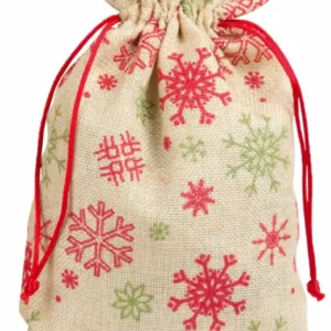Säckchen in Jute Optik natur, mit Schneeflocken Finale Aktion