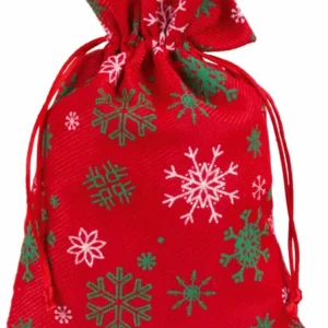 Meistverkauft Säckchen in Jute Optik rot, mit Schneeflocken