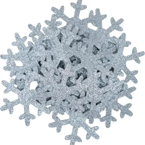 Glitterschneeflocken silber, 20 Stück Exklusiv